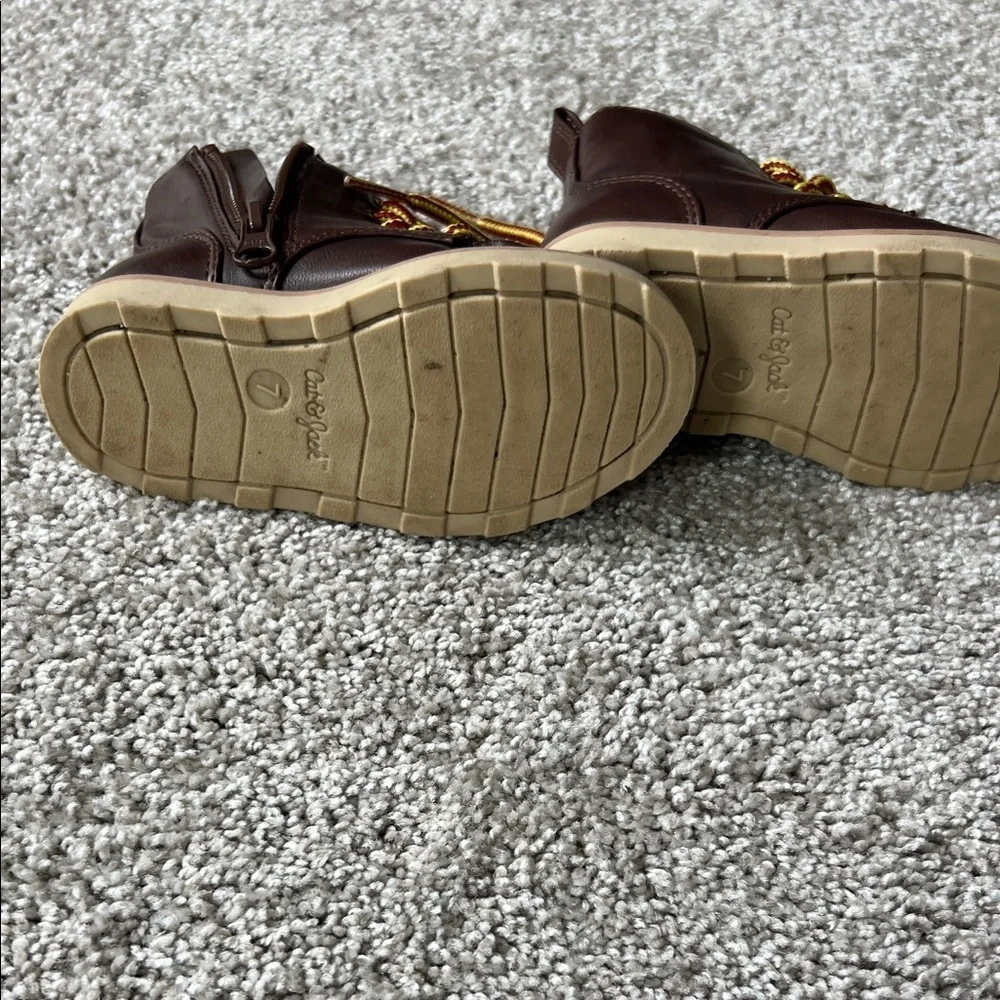 Cat & Jack Brown Kids Boots with Yellow Laces